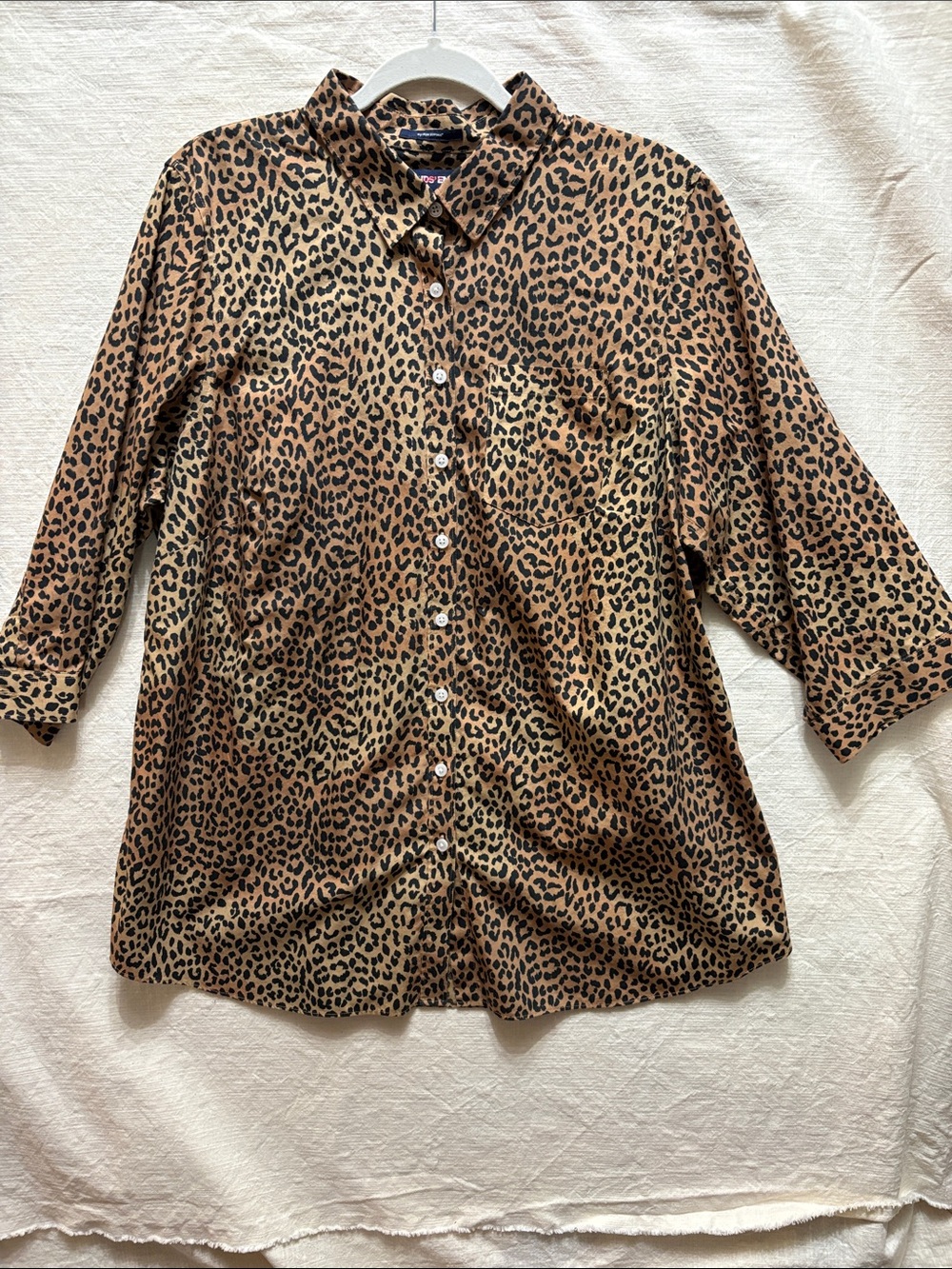 Lands end 3/4 sleeve supima cotton animal print button down shirt size 18W